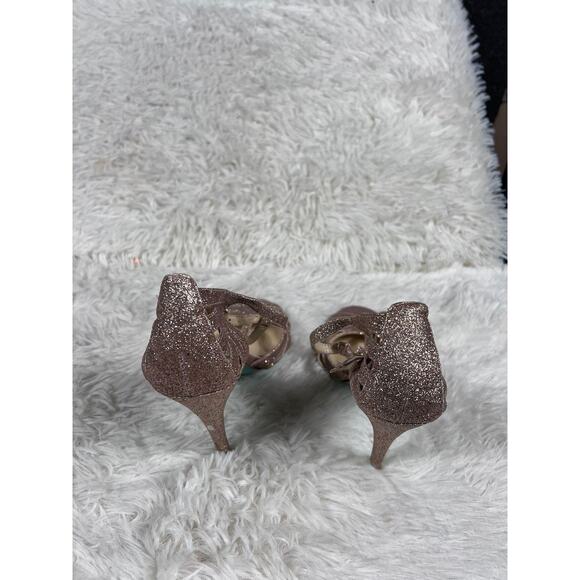 Betsey Johnson Shoes Womens Size 7 Rose Gold Glitter High Heel Sandals SB Tee - Picture 6 of 13